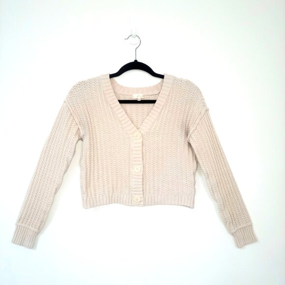 Ultra Flirt Cropped Knit Button Front Cardigan Cotton Blend Sweater Size Small - Picture 1 of 8